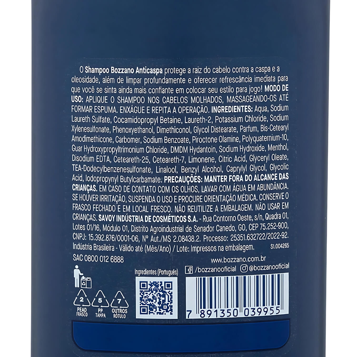 Shampoo para Cabelo Anticaspa 3x1 Bozzano 200ml — BOZZANO