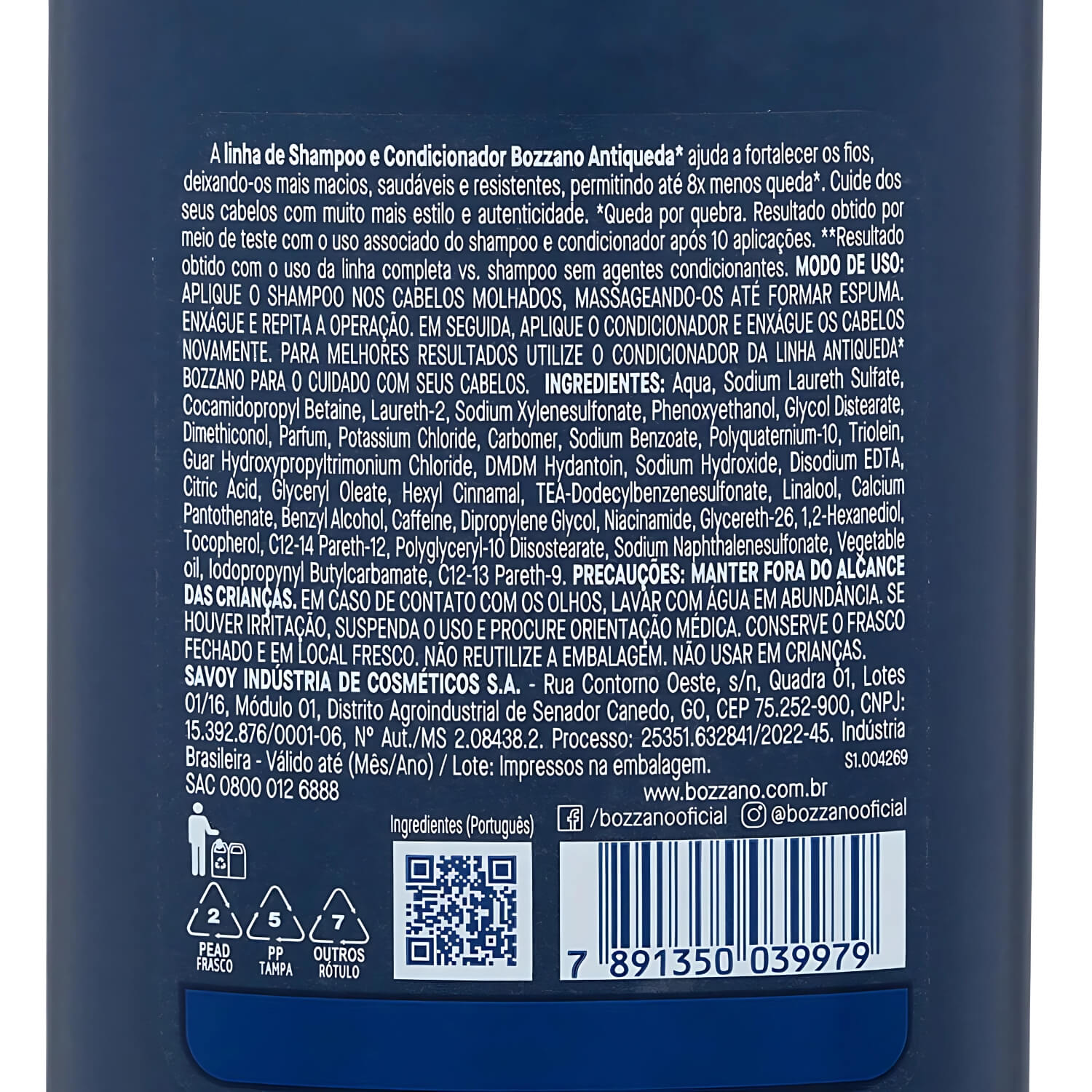 Shampoo para Cabelo Antiqueda 3x1 Bozzano 200ml — BOZZANO