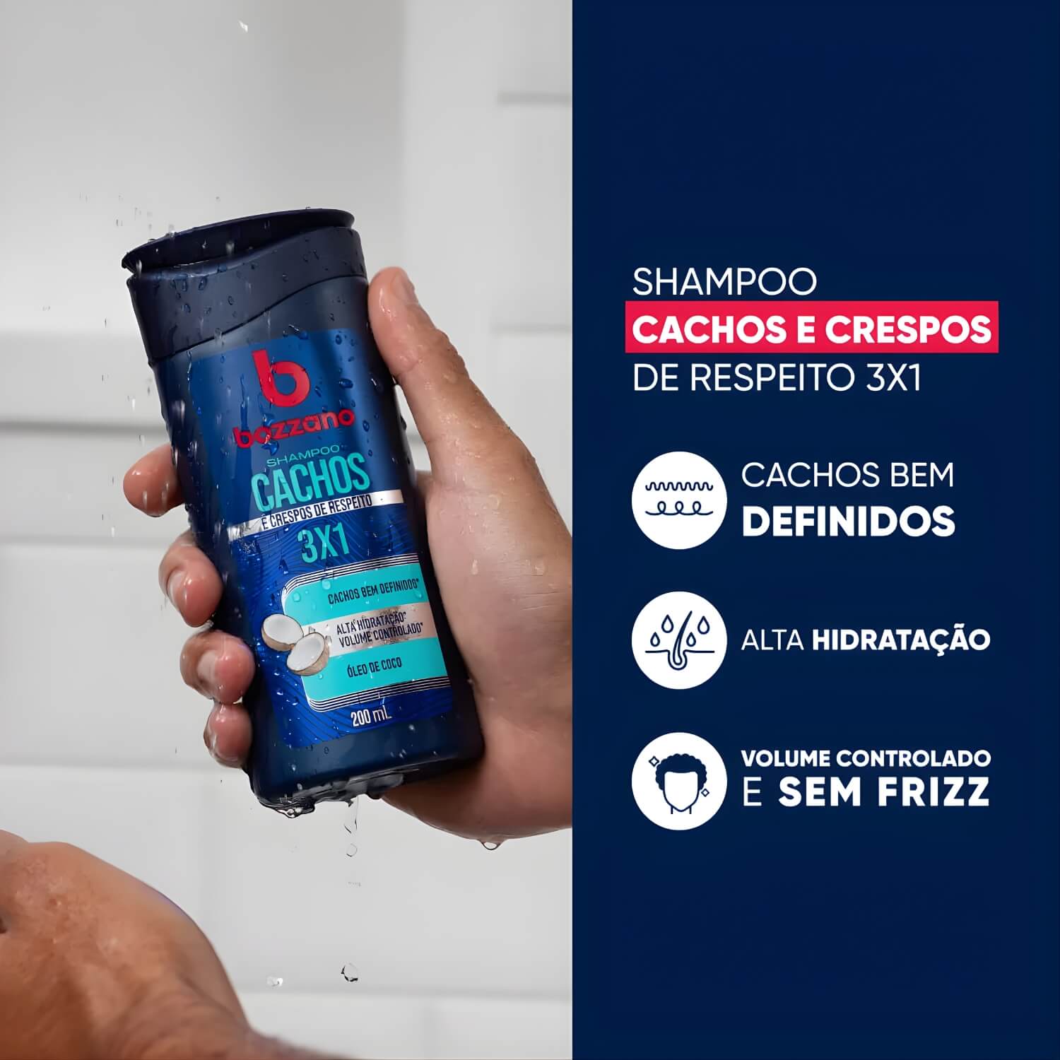 Shampoo para Cabelo Cachos e Crespos 3x1 Bozzano 200ml — BOZZANO