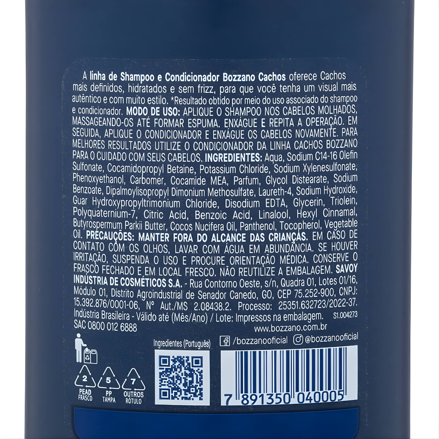Shampoo para Cabelo Cachos e Crespos 3x1 Bozzano 200ml — BOZZANO