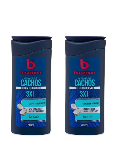 Kit 2 Unidades Shampoo 3 em 1 Bozzano Cachos e Crespos 200ml — BOZZANO