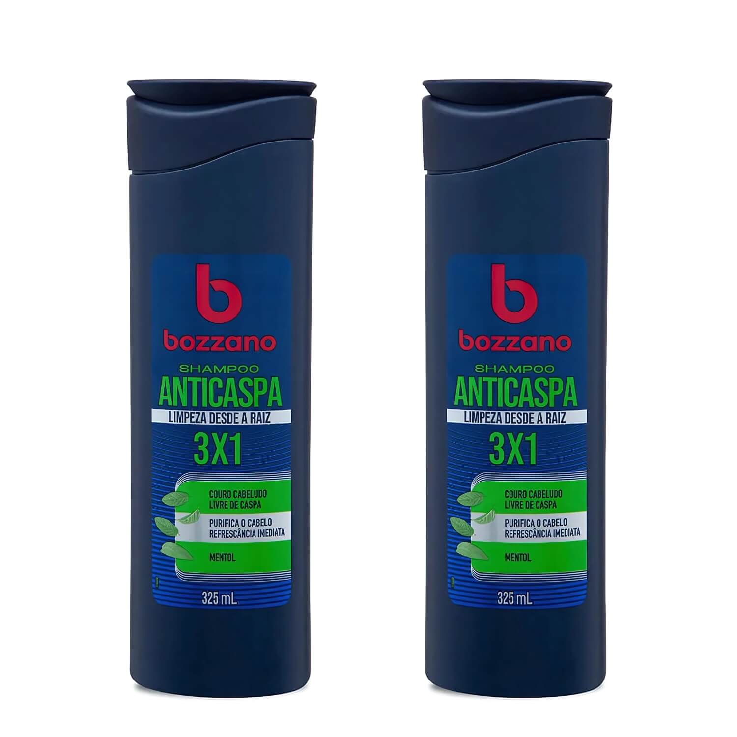 Kit 2 Unidades Shampoo para Cabelo Anticaspa 3x1 Bozzano 325ml — BOZZANO