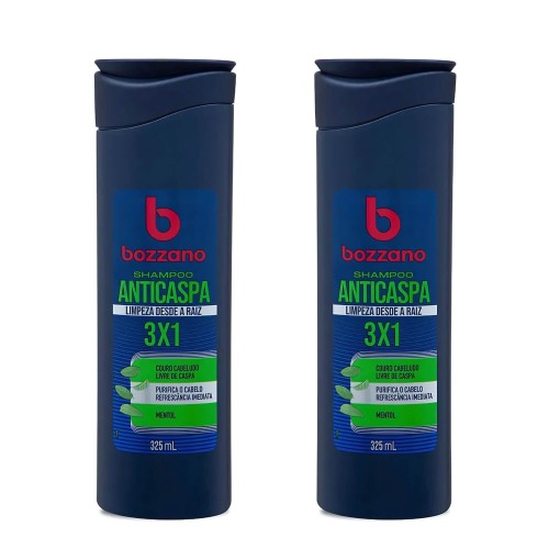 Shampoo para Cabelo Anticaspa 3x1 Bozzano 325ml - Kit 2 unidades