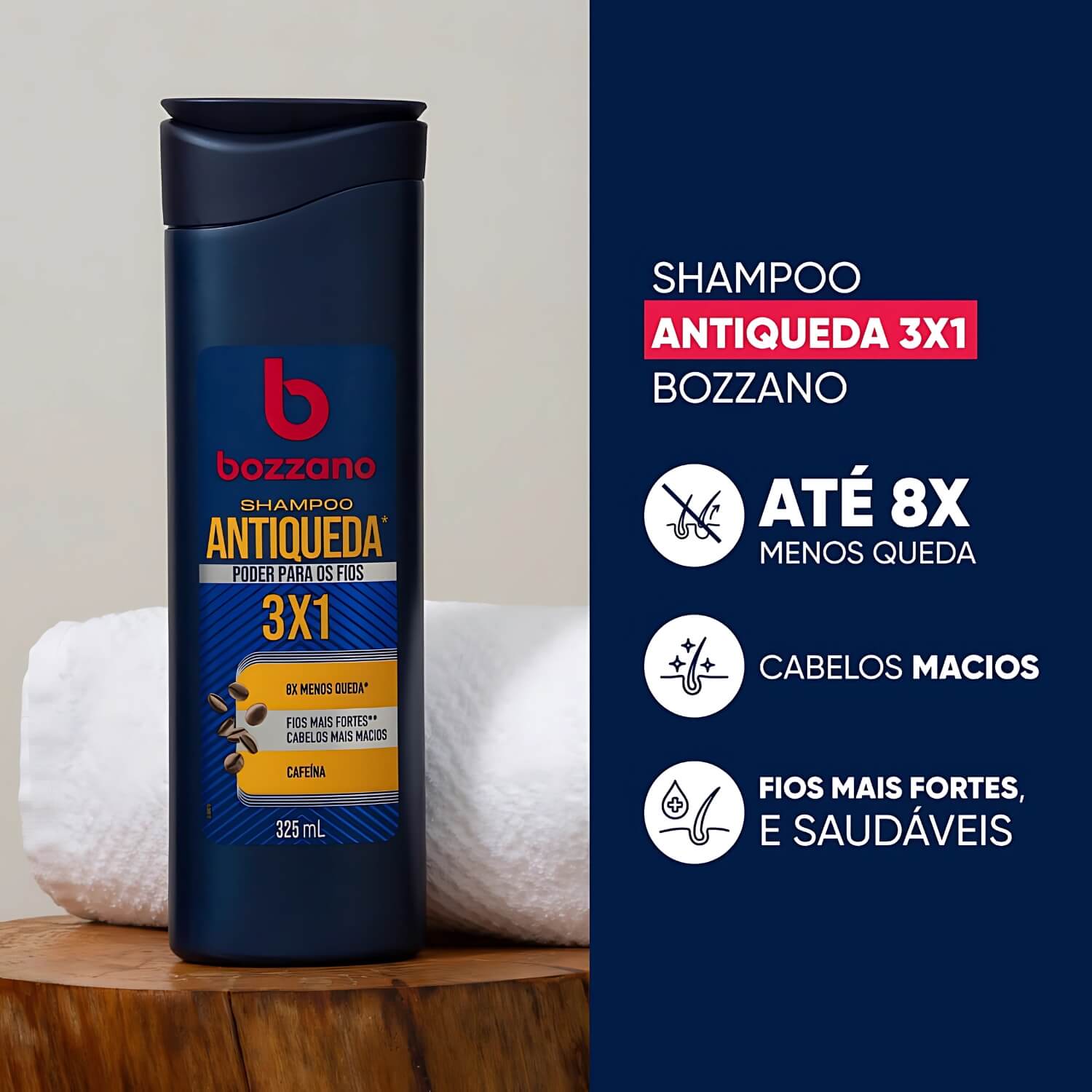 Shampoo Antiqueda para Cabelo 3x1 Bozzano 325ml — BOZZANO