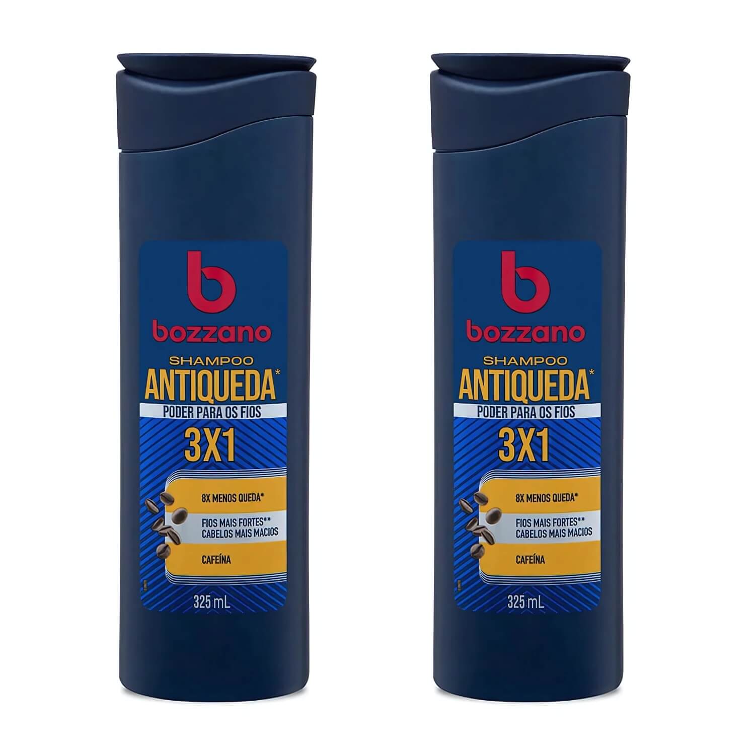 Kit 2 Unidades Shampoo para Cabelo Antiqueda 3x1 Bozzano 325ml — BOZZANO