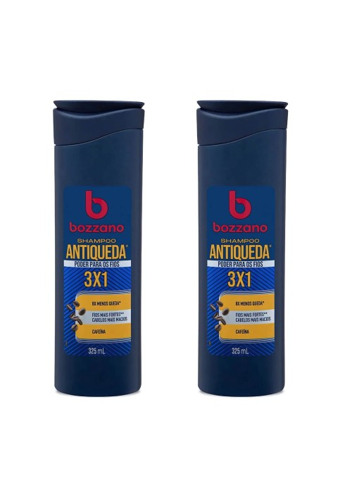 Kit 2 Unidades Shampoo para Cabelo Antiqueda 3x1 Bozzano 325ml — BOZZANO