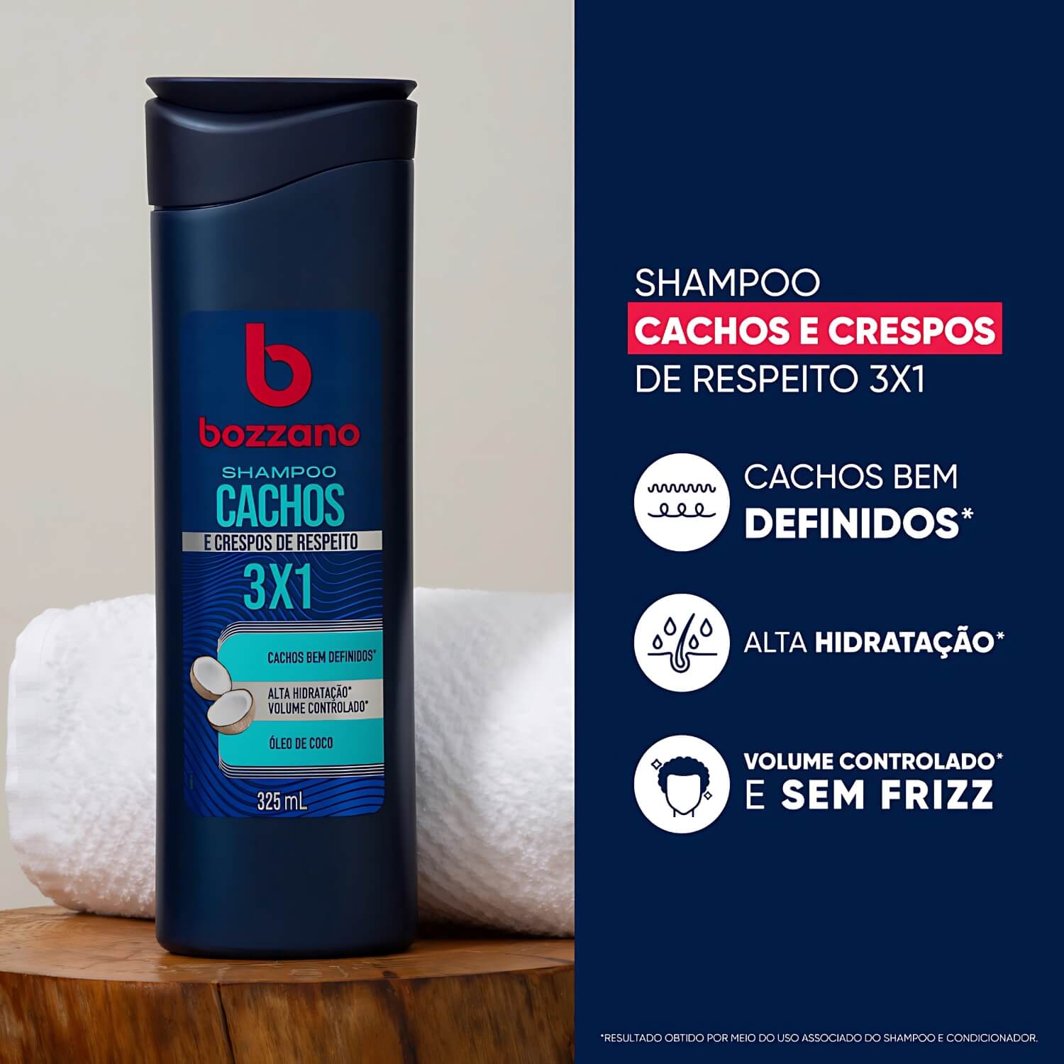 Shampoo para Cabelos com Cachos e Crespos 3x1 Bozzano 325ml — BOZZANO