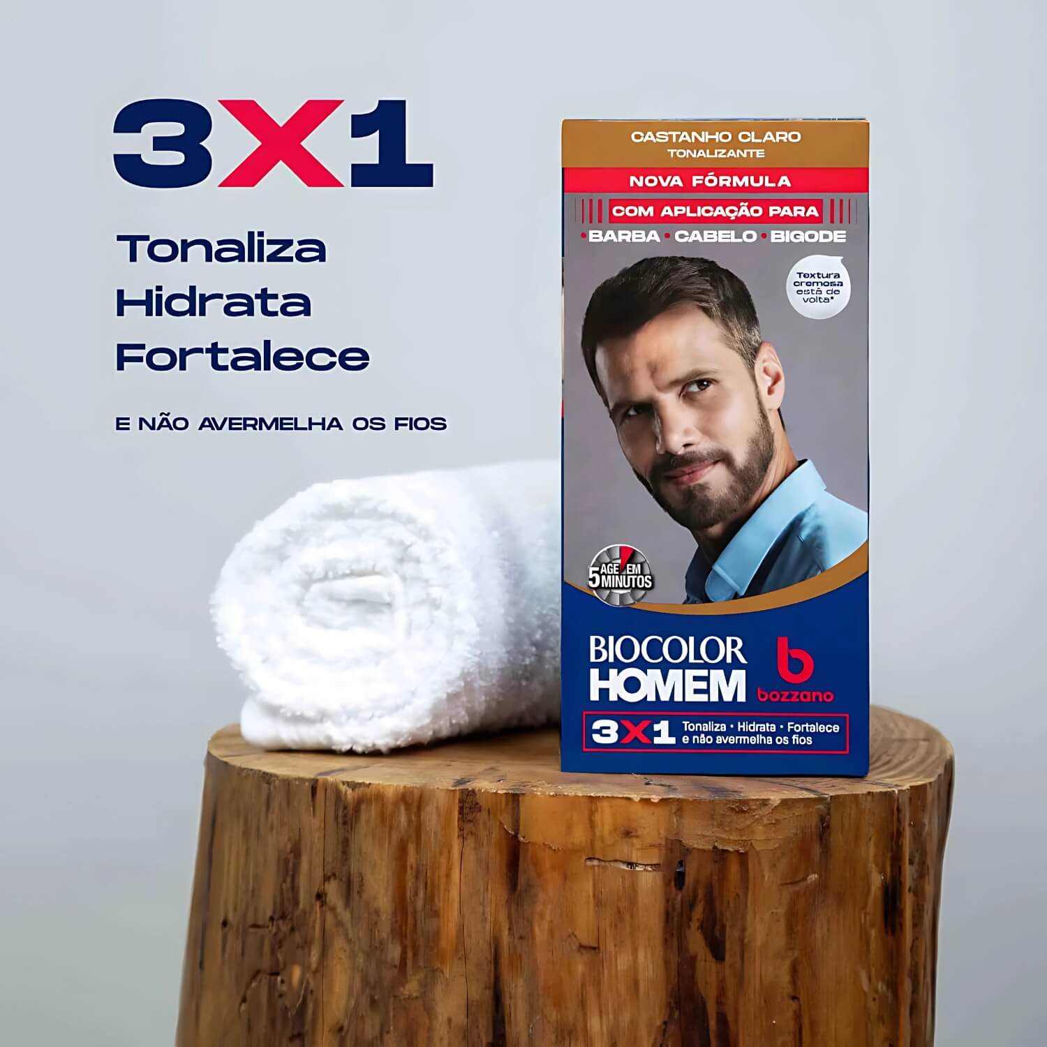 Tonalizante Biocolor Homem 3x1 Bozzano Castanho Claro — BOZZANO