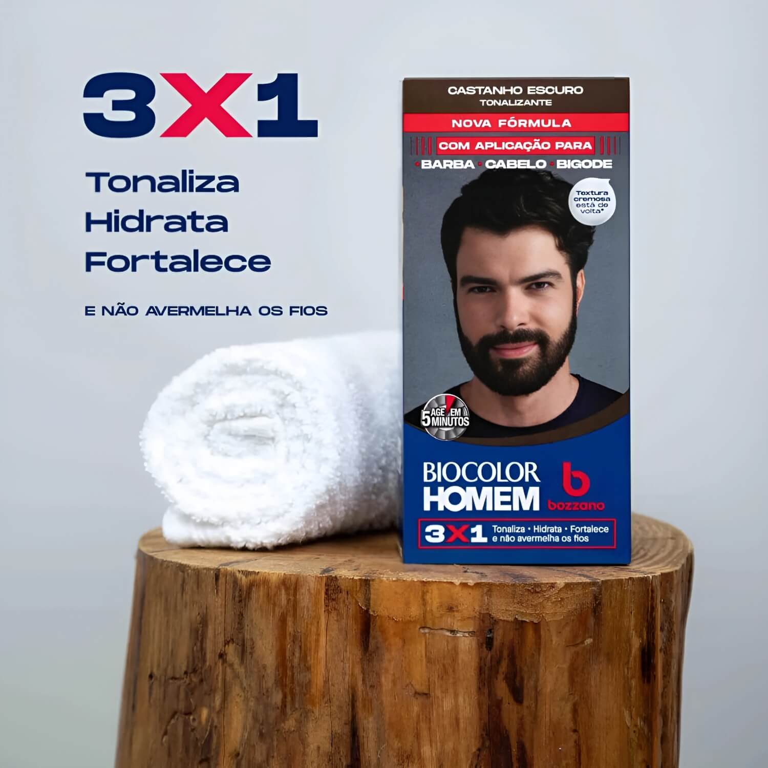 Kit 3 Tonalizantes Biocolor Homem 3x1 Bozzano Castanho Escuro — BOZZANO