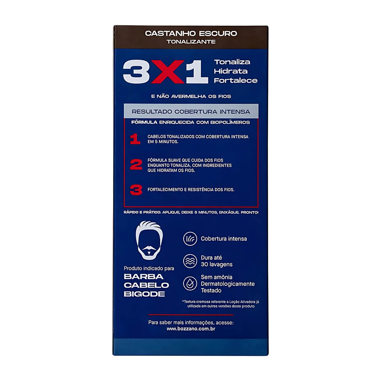 Kit 3 Tonalizantes Biocolor Homem 3x1 Bozzano Castanho Escuro — BOZZANO