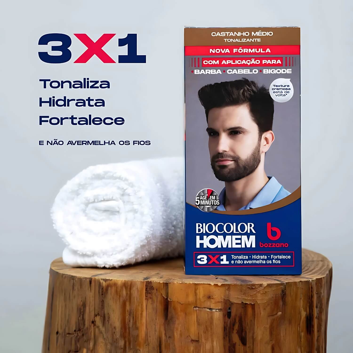 Kit 2 Tonalizantes Biocolor Homem 3x1 Bozzano Castanho Médio — BOZZANO