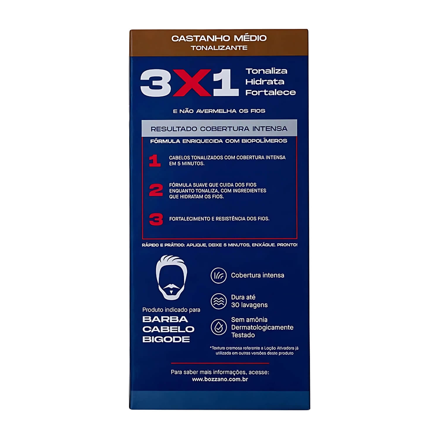 Kit 2 Tonalizantes Biocolor Homem 3x1 Bozzano Castanho Médio — BOZZANO