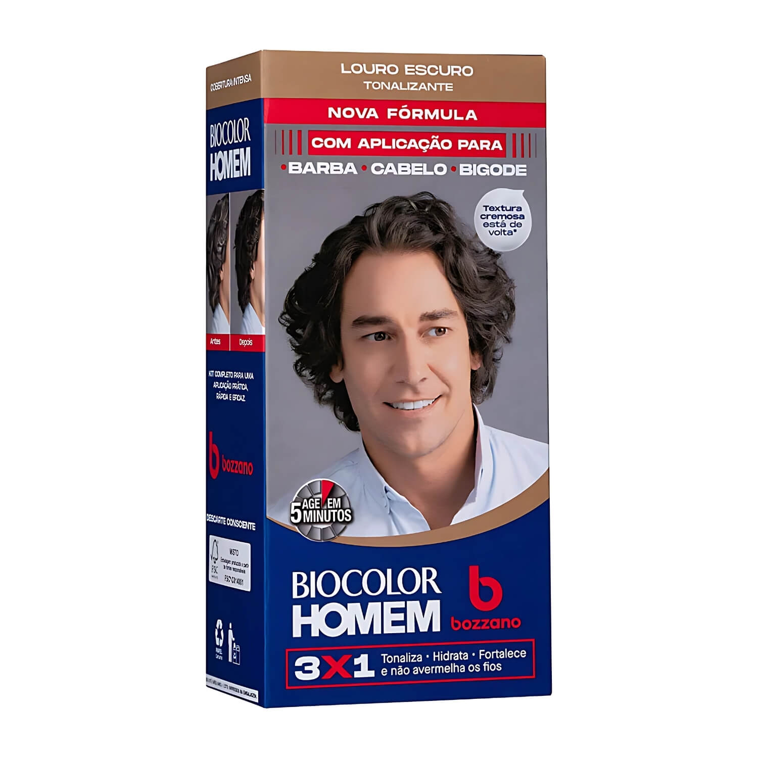 Kit 3 Tonalizantes Biocolor Homem 3x1 Bozzano Louro Escuro — BOZZANO