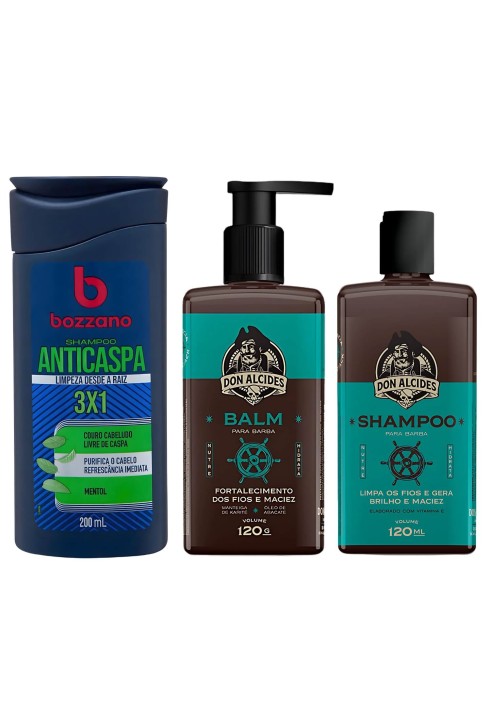 Kit Balm e Shampoo de Barba Don Alcides Calico Jack + Shampoo Anticaspa Bozzano — DON ALCIDES