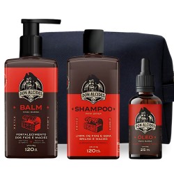 Kit Para Barba Don Alcides Barba Negra Shampoo + Balm + Óleo + Necessaire