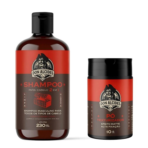 Shampoo de Cabelo 2x1 + Pomada Em Pó Don Alcides Barba Negra