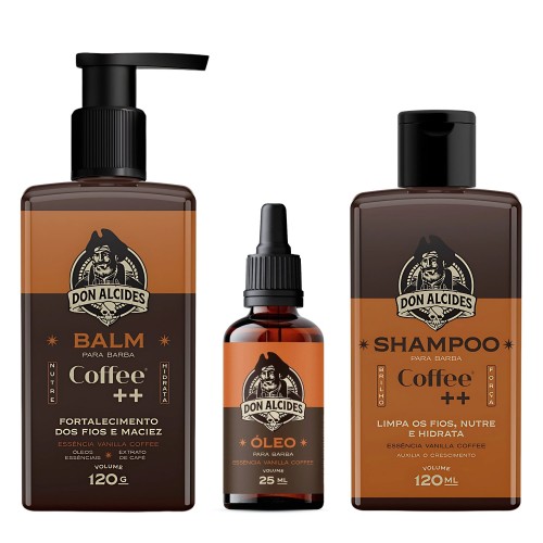Kit Para Barba Shampoo + Balm + Óleo Don Alcides Coffee Café