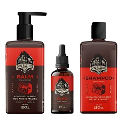 Kit para Barba Shampoo + Balm + Oleo Don Alcides Barba Negra