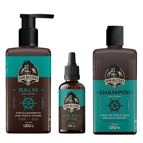 Kit para Barba Shampoo + Balm + Óleo Don Alcides Calico Jack