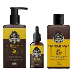 Kit pra Barba Don Alcides - Shampoo + Balm + Óleo Lemon Bone