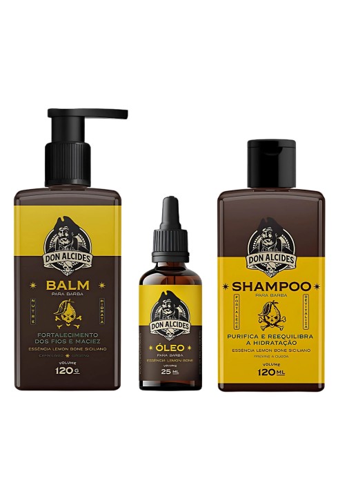Kit pra Barba Don Alcides - Shampoo + Balm + Óleo Lemon Bone — DON ALCIDES