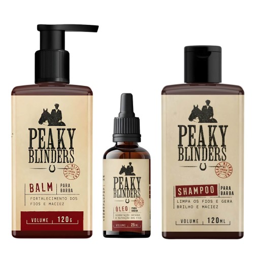 Kit para Barba Shampoo Balm Óleo Don Alcides Peaky Blinders