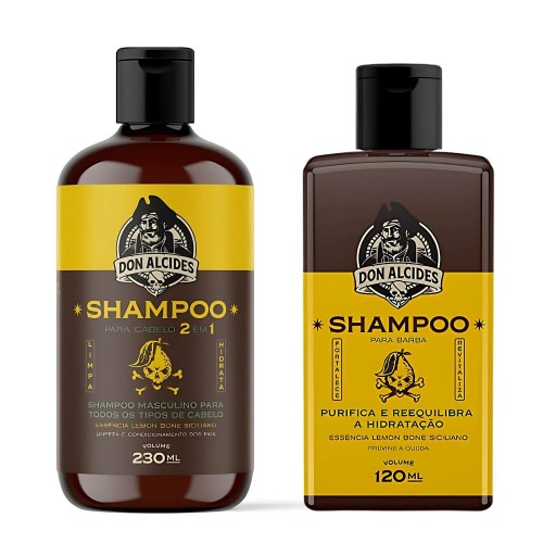 Shampoo Para Barba + Shampoo Cabelo Don Alcides Lemon Bone