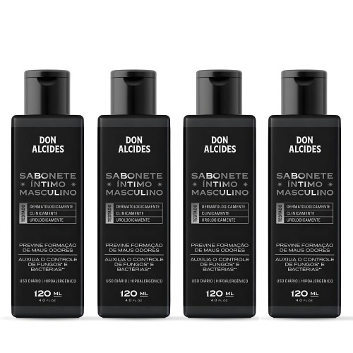 Sabonete Íntimo Masculino Don Alcides  Sem Perfume 120ml - 4 unidades