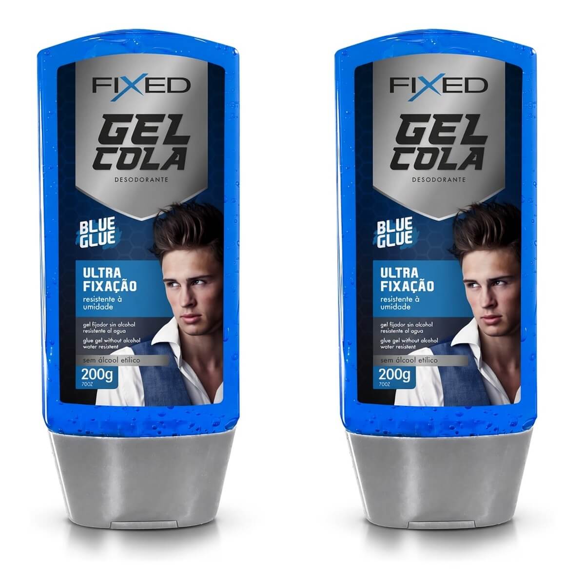 Kit 2 Gel Cola para Cabelo Fixed Azul Sem Álcool — FIXED