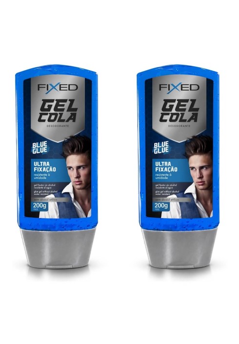 Kit 2 Gel Cola para Cabelo Fixed Azul Sem Álcool — FIXED