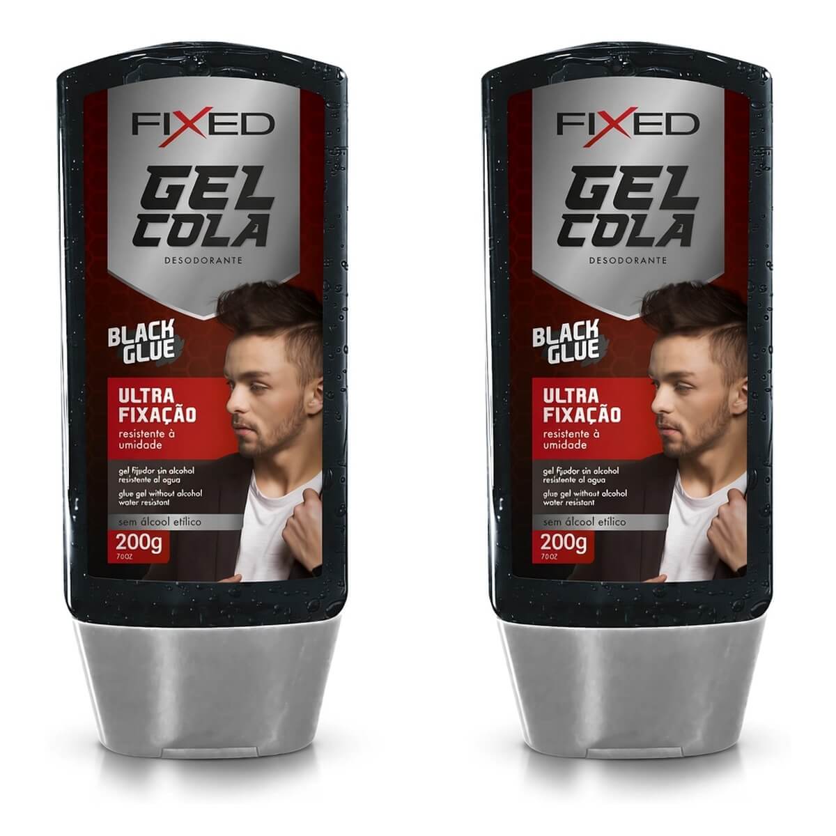 Kit 2 Gel Cola para Cabelo Fixed Preto Sem Álcool — FIXED