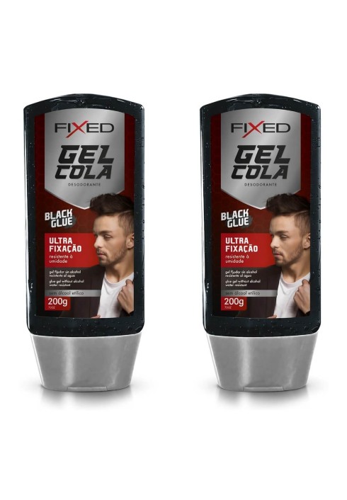 Kit 2 Gel Cola para Cabelo Fixed Preto Sem Álcool — FIXED