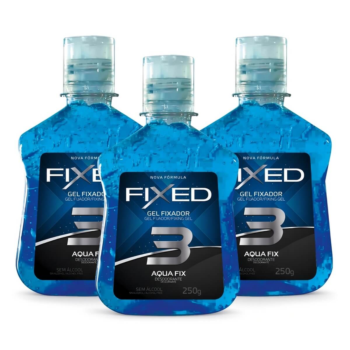 Kit 3 Gel Fixador Fixed N.3 Aqua Fix Fixação Média — FIXED