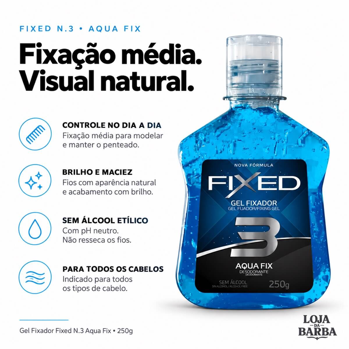 Kit 3 Gel Fixador Fixed N.3 Aqua Fix Fixação Média — FIXED