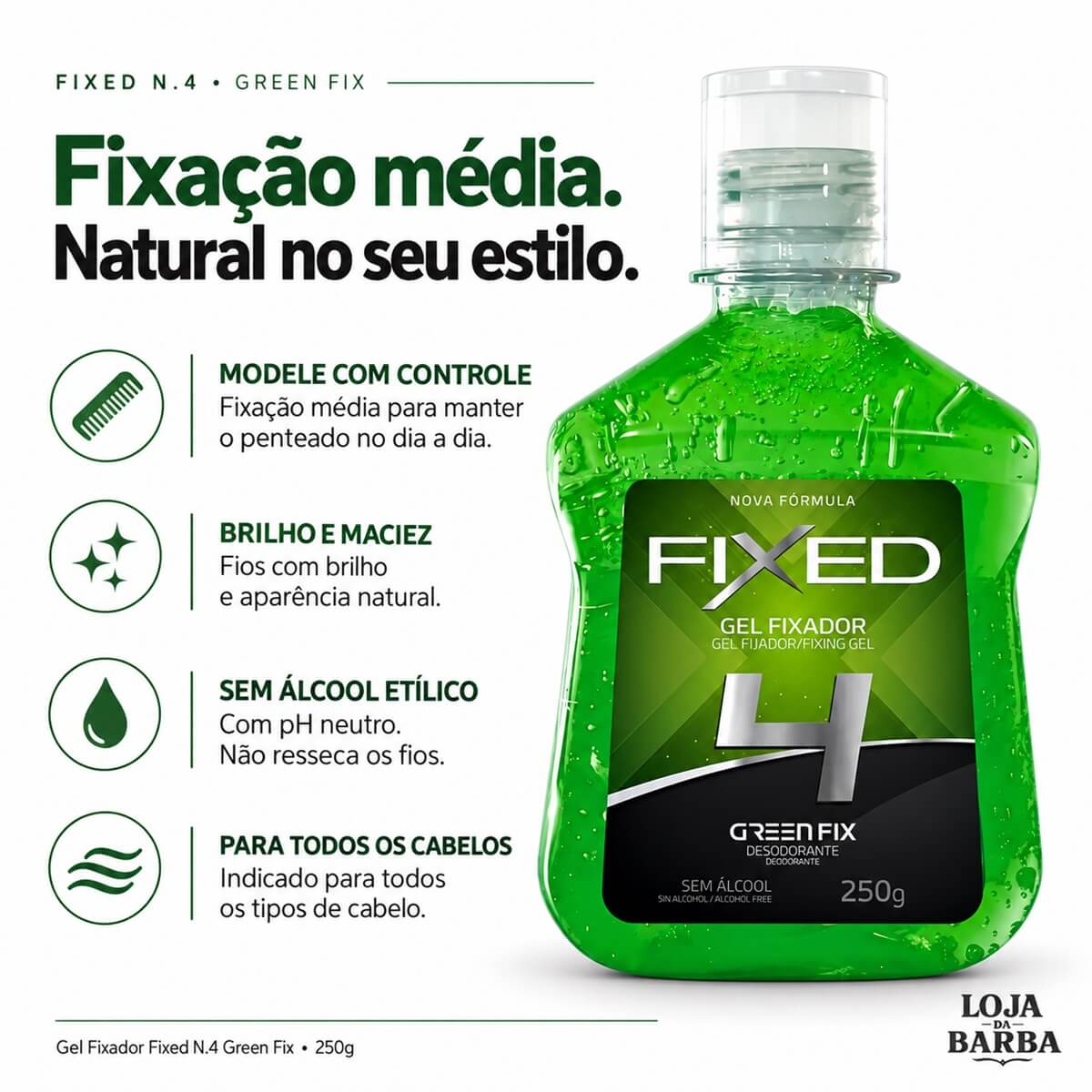 Gel Fixador Fixed N.4 Green Fix Verde 250g — FIXED