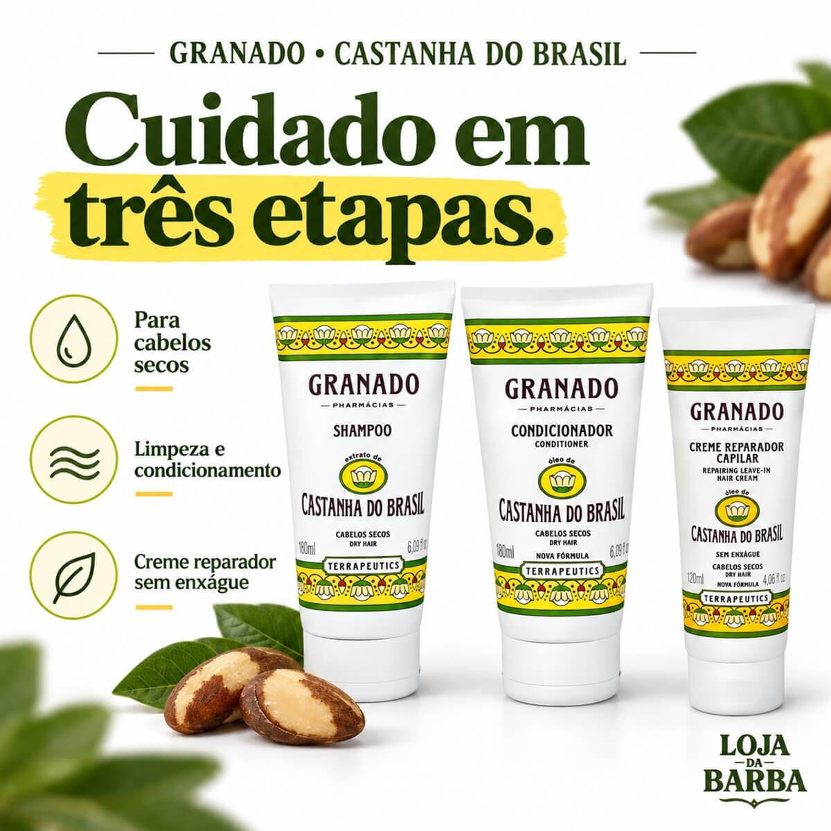 Kit Granado Castanha do Brasil Shampoo + Cond + Creme Reparador — GRANADO