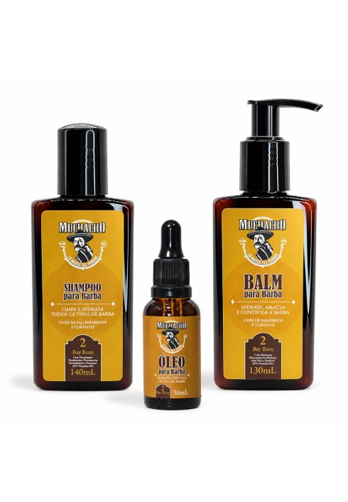 Kit para Barba Muchacho Bay Rum Shampoo + Balm + Óleo — MUCHACHO