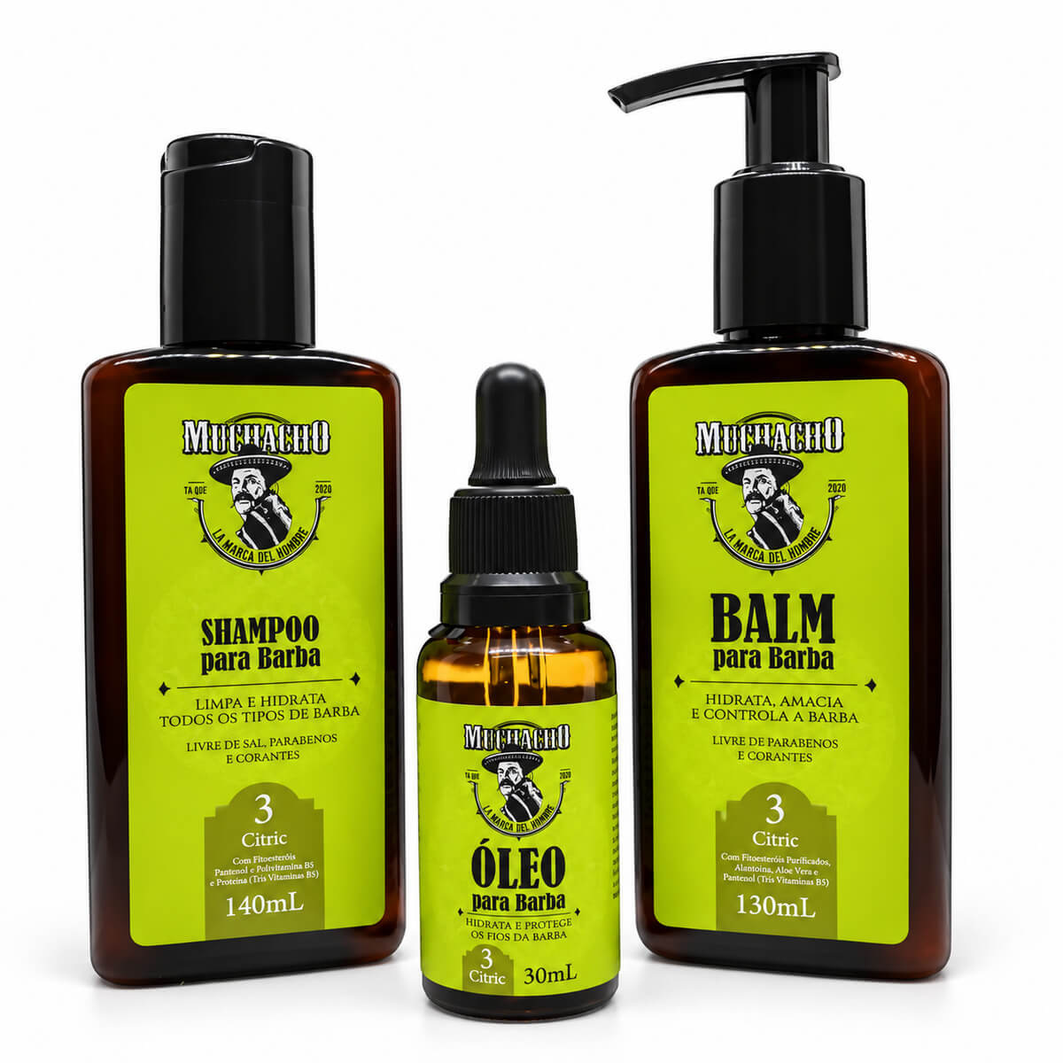 Kit Para Barba Muchacho Citric - Shampoo + Balm + Óleo — MUCHACHO