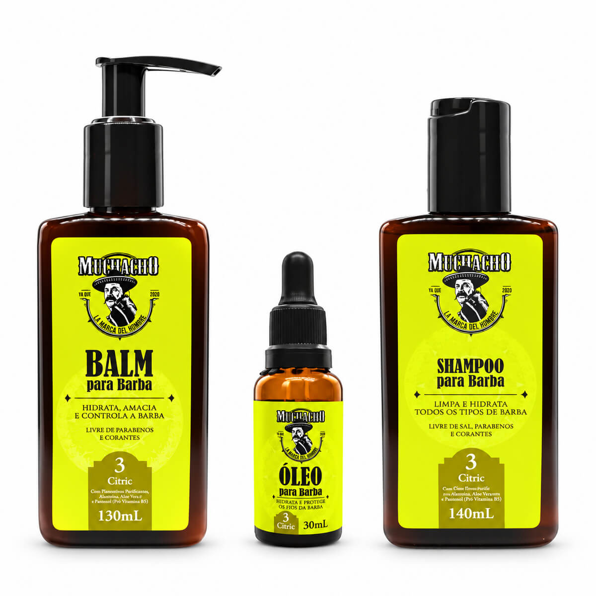 Kit Para Barba Muchacho Citric - Shampoo + Balm + Óleo — MUCHACHO