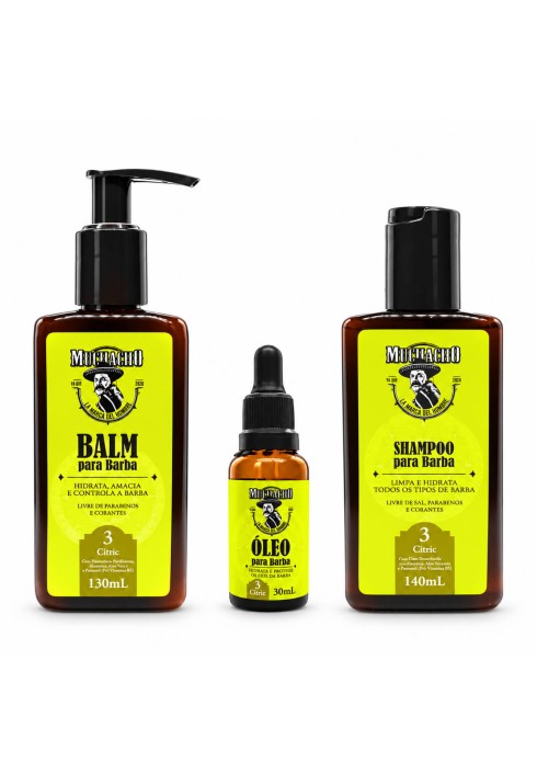 Kit Para Barba Muchacho Citric - Shampoo + Balm + Óleo — MUCHACHO