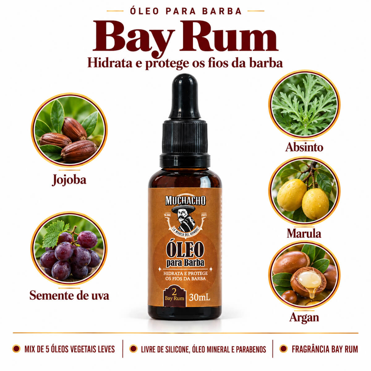 Oleo para Barba Muchacho Bay Rum 30ml — MUCHACHO