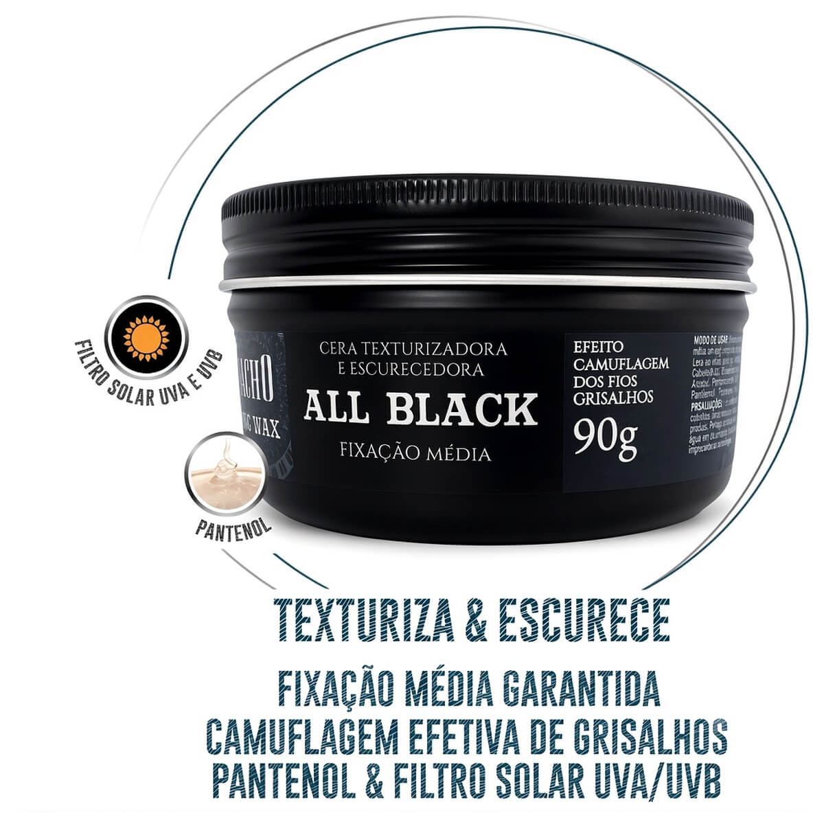 Cera Modeladora Escurecedora Muchacho All Black Matte 90g — MUCHACHO