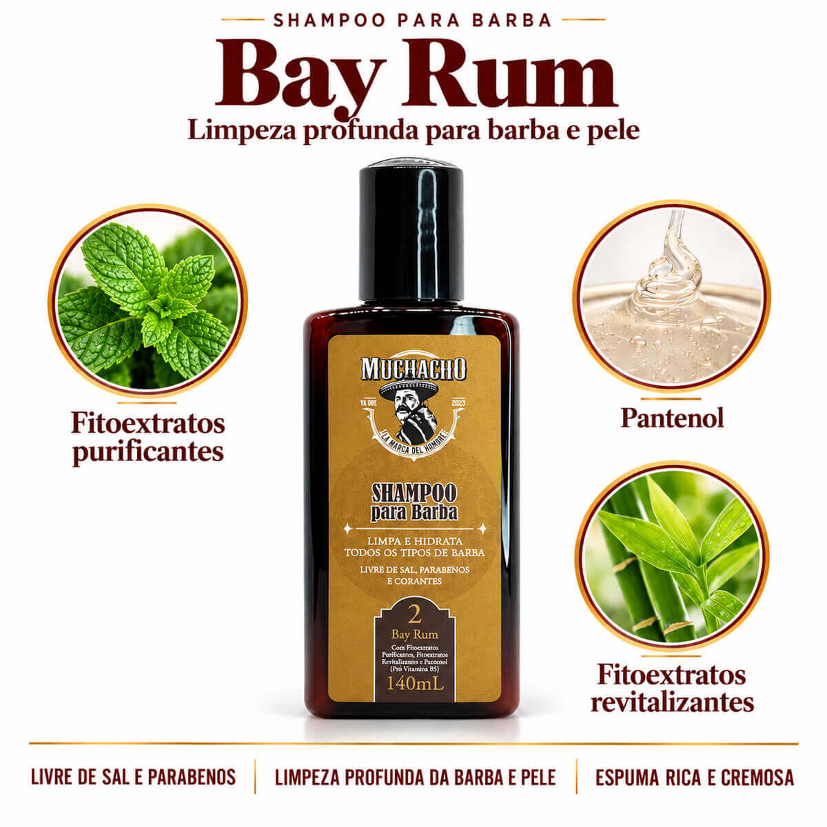 Shampoo para Barba Muchacho Bay Rum 140ml — MUCHACHO