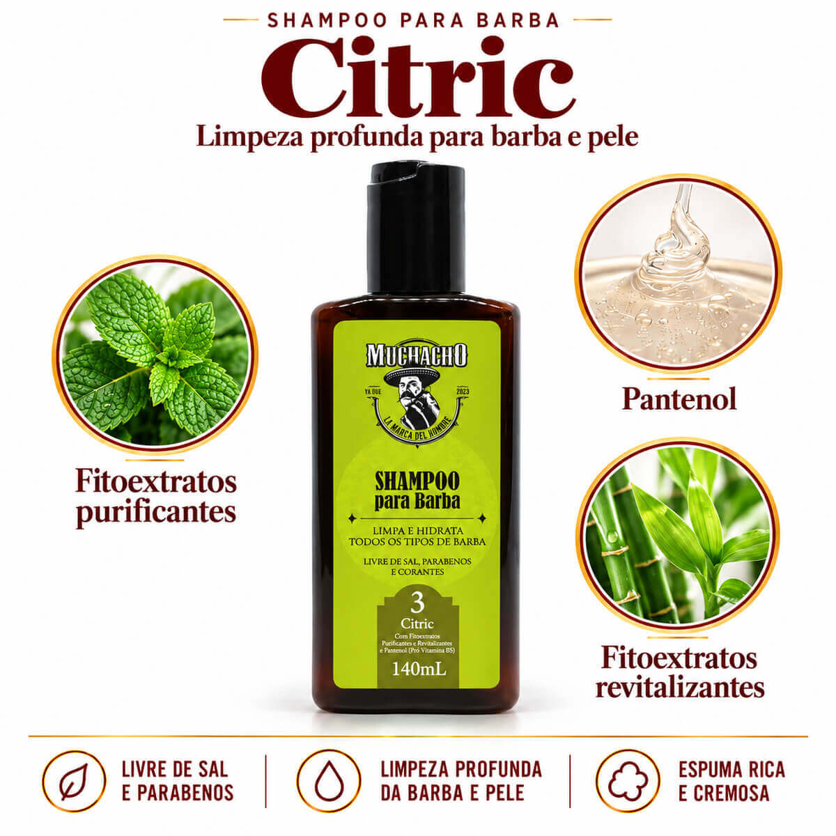 Kit para Barba e Cabelo Muchacho Citric Completo — MUCHACHO