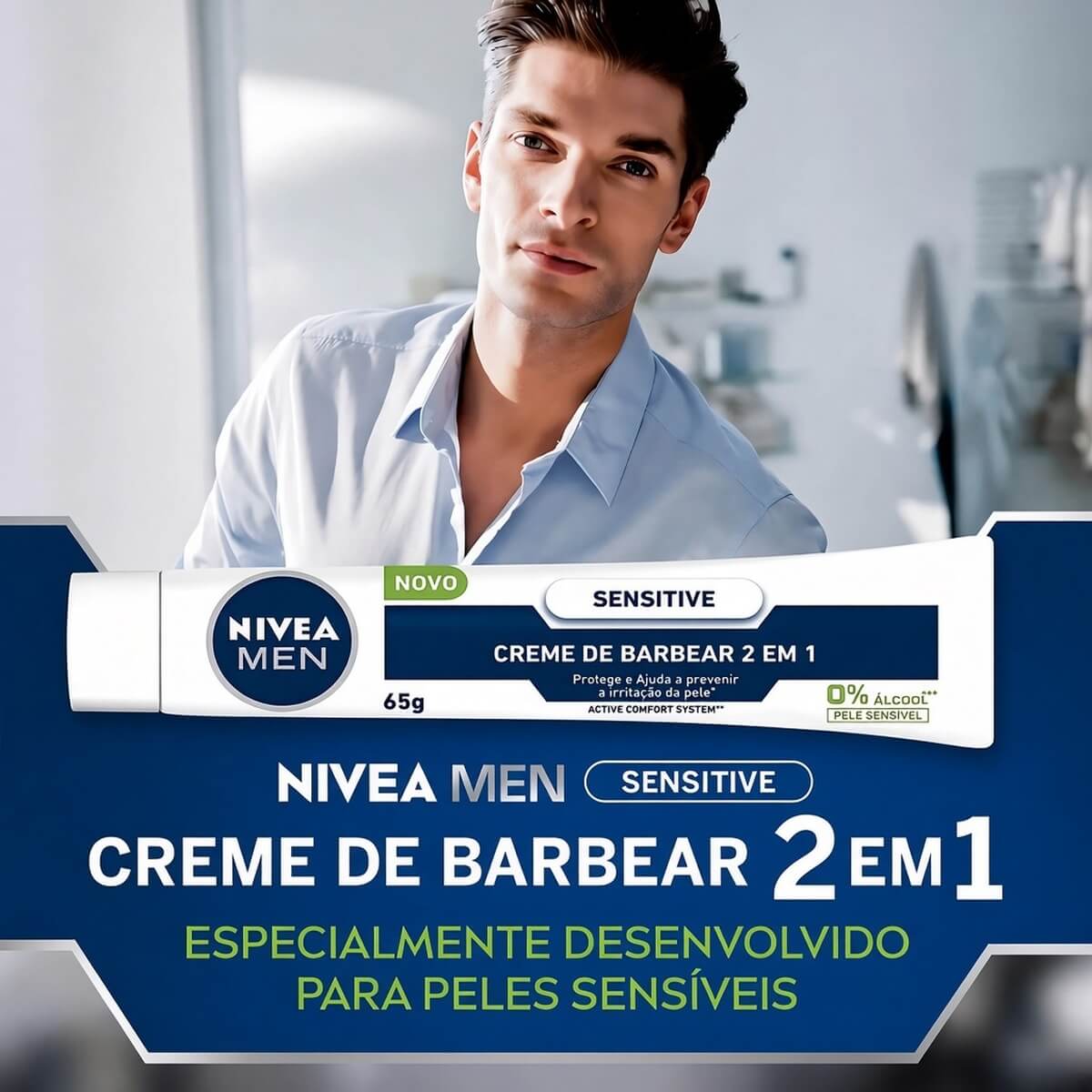 Kit para Barbear Nivea Men Sensitive Creme de Barbear e Pós Barba — NIVEA MEN