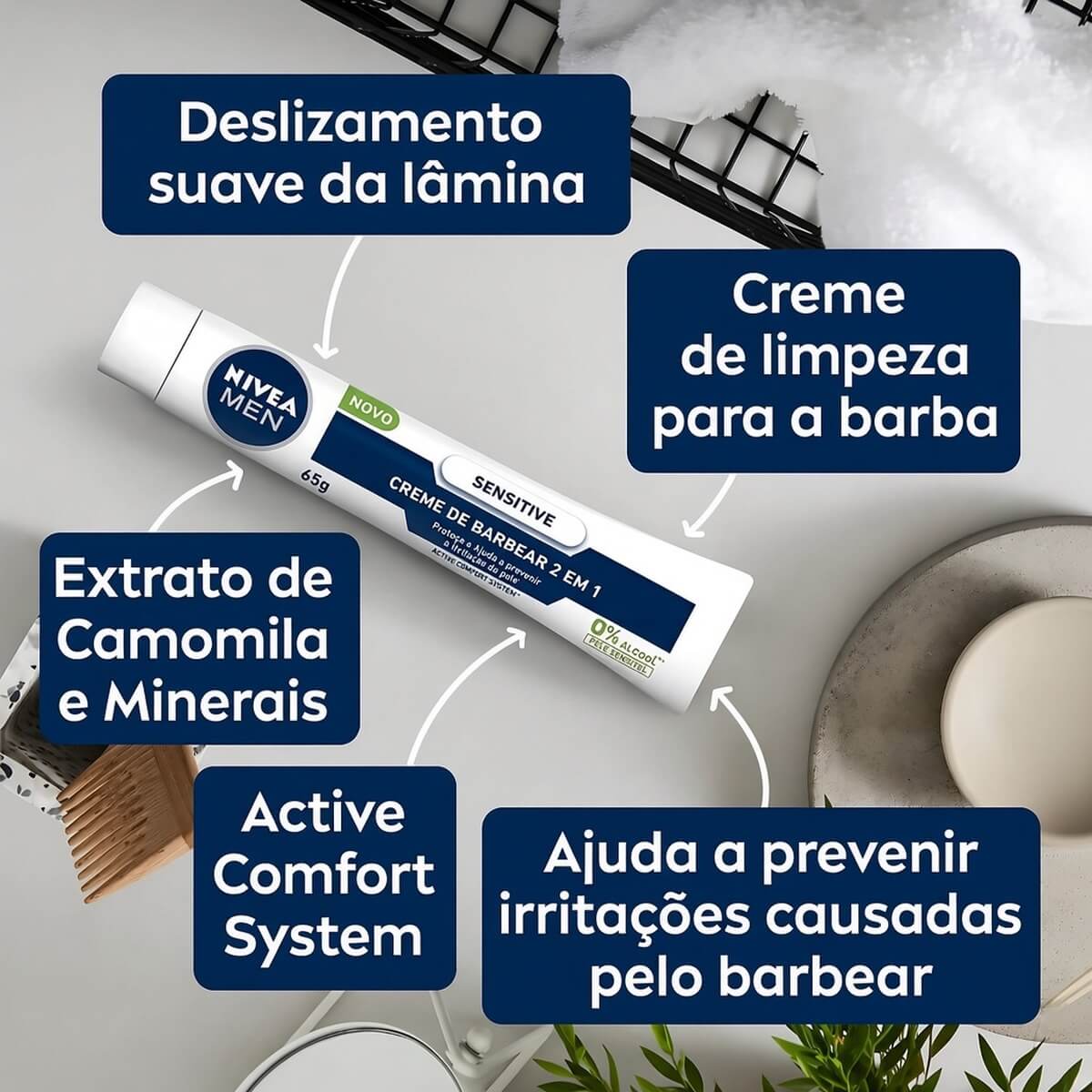 Kit para Barbear Nivea Men Sensitive Creme de Barbear e Pós Barba — NIVEA MEN