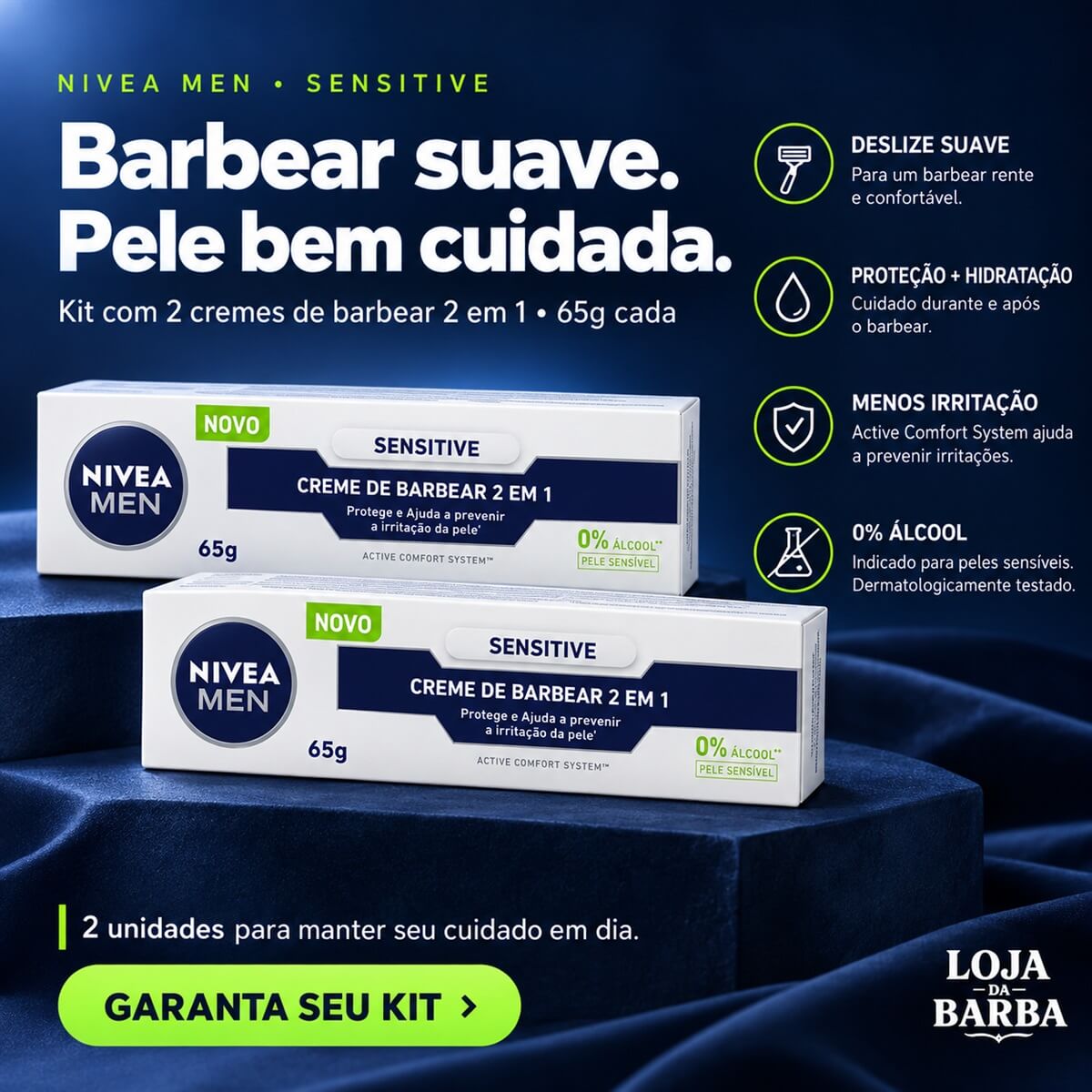 Kit 2 Cremes de Barbear Nivea Men Sensitive 2 em 1 — NIVEA MEN