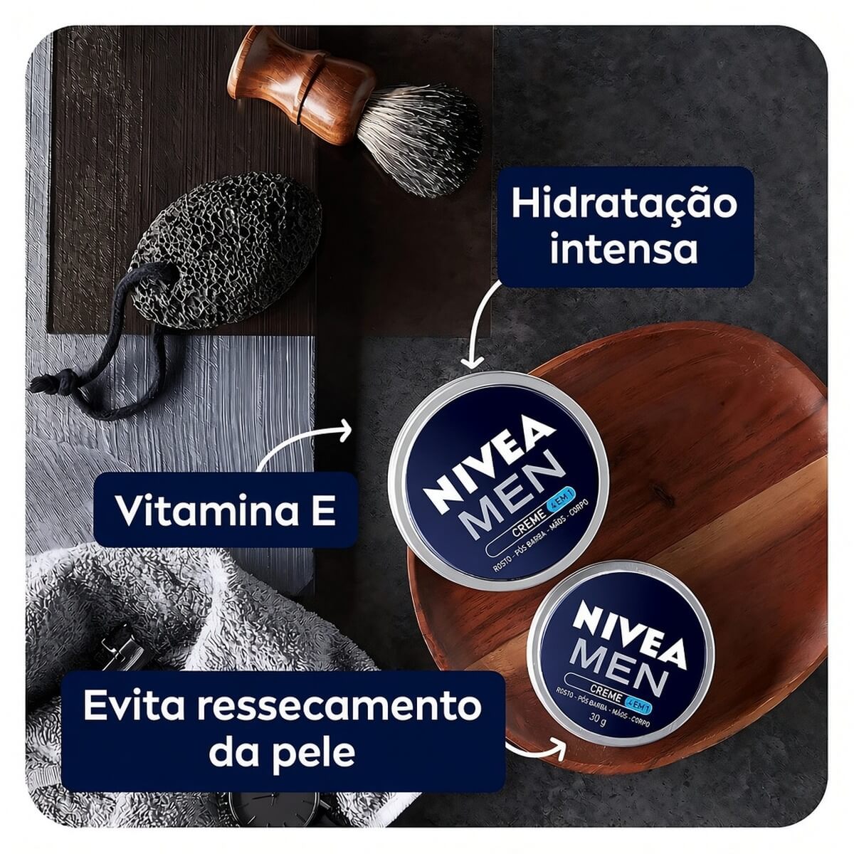 Creme Nivea Men 4 em 1 - Rosto, Corpo e Pós-Barba 30g — NIVEA MEN