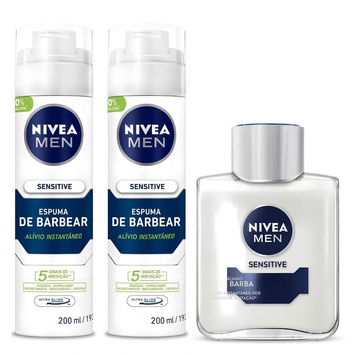 Kit 2 Espumas Sensitive + Pós Barba Sensitive Nivea Men — NIVEA MEN