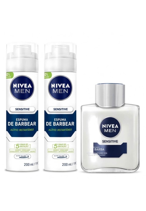 Kit 2 Espumas Sensitive + Pós Barba Sensitive Nivea Men — NIVEA MEN